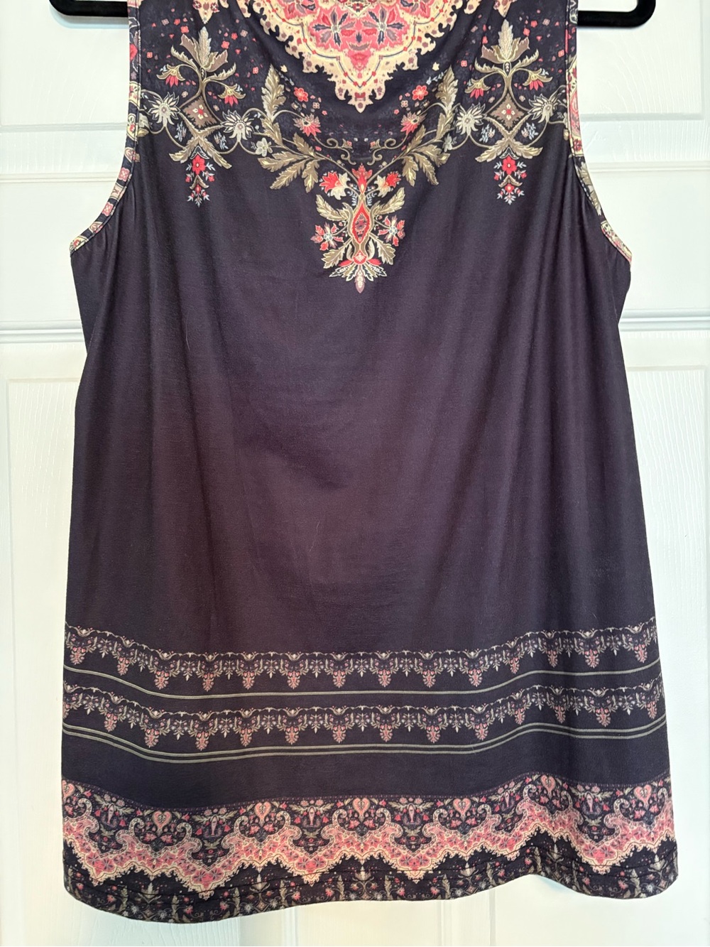 Amazon Essentials Black Tank Top with Coral & Gold Paisley Print - Picture 3 of 5